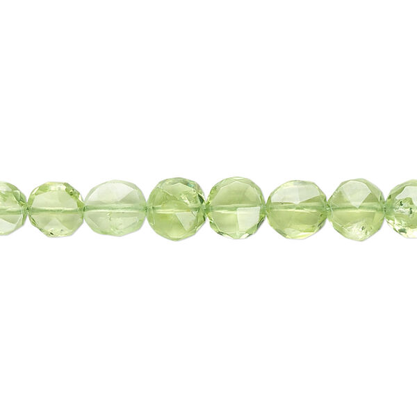 Peridot 1pkg1, hand-cut faceted flat round bead natural 15.5-16 inch 5mm image number 0