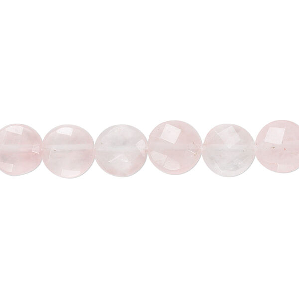 Rose quartz 1pkg1, faceted flat round bead natural 15.5-16 inch 8mm image number 0