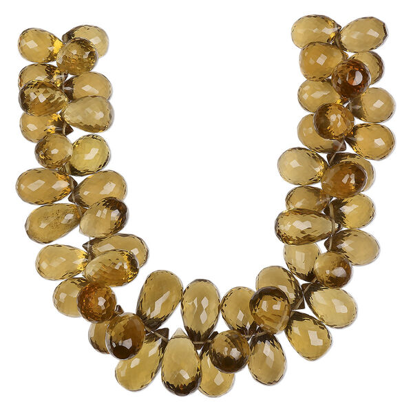 Golden quartz 1pkg1, hand-cut top-drilled faceted teardrop bead 7 inch graduated 12x8mm-19x10mm image number 0