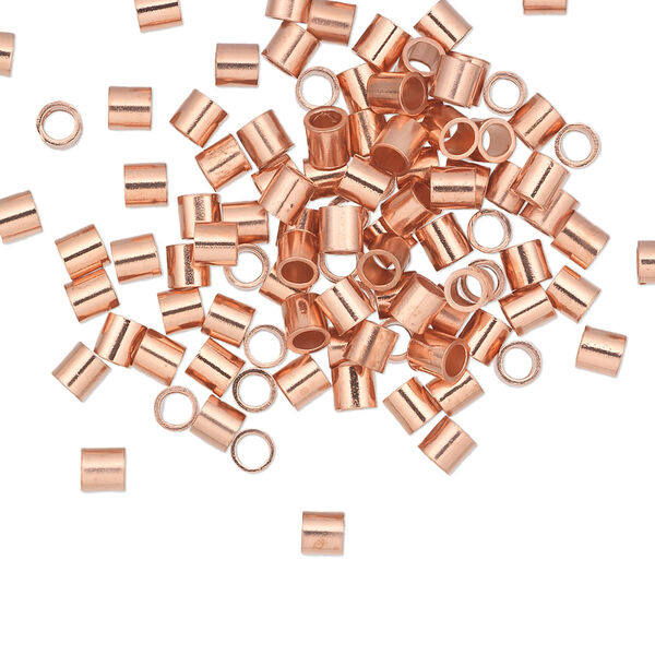 Crimp, copper, 3mm seamless tube, 2.1mm inside diameter. Sold per pkg of 100. image number 0