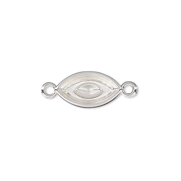Link, Almost Instant Jewelry®, silver-plated "pewter" (zinc-based alloy), 17x9mm marquise with 15x7mm navette setting. Sold per pkg of 2. image number 0