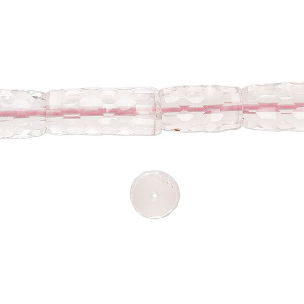 Rose quartz 1pkg1, hand-cut concave faceted tube bead natural 8 inch 12x7mm-15x8mm image number 0