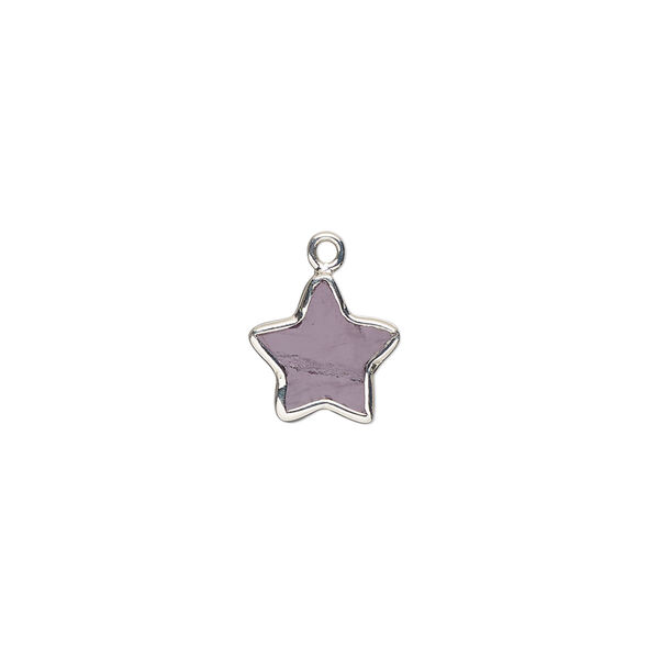 Drop sterling silver amethyst 1pk 10mm hand-cut flat double-sided star, natural image number 0