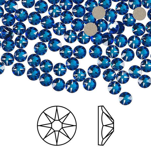 Flat back 1440pk crystal Bermuda blue foil back, Swarovski® 3.8-4mm rose round SS16 2088 image number 0