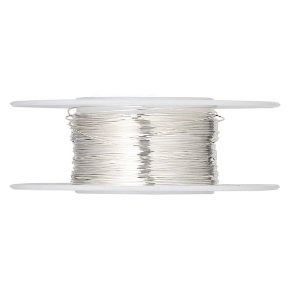 Wire, sterling silver, half-hard, round, 28 gauge. Sold per pkg of 1 ounce. image number 0