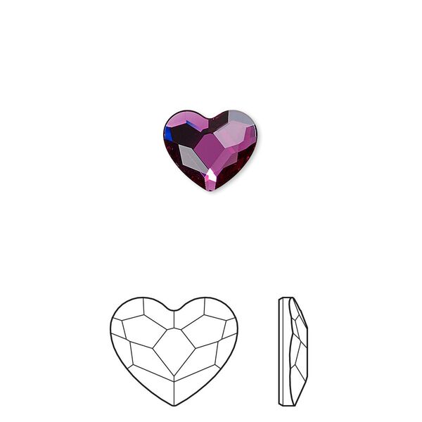 Flat back 144pk fuchsia foil back, Swarovski® hotfix 10x8.5mm heart 2808HF image number 0