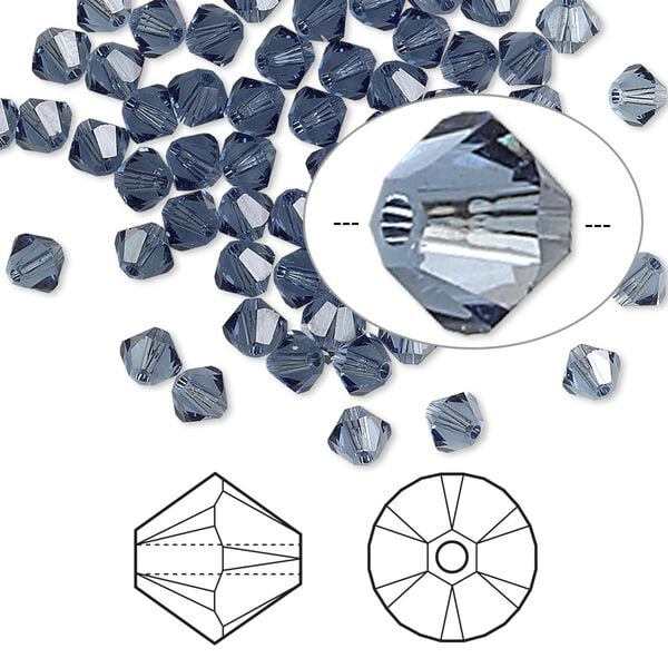 Bead 144pk denim blue, Crystal Passions® 4mm bicone 5328 image number 0