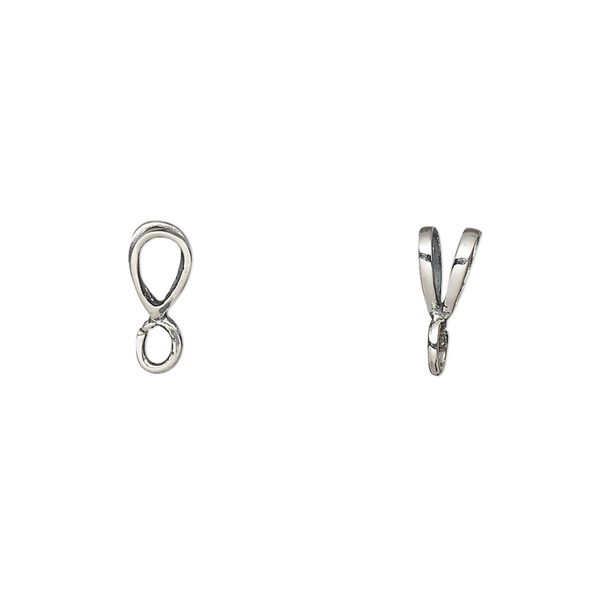 Bail, rabbit ear, antiqued sterling silver, 8x5mm with open loop. Sold per pkg of 4. image number 0