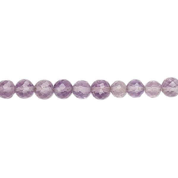 Amethyst 1pkg1, hand-cut faceted round bead natural 8 inch 4-5mm image number 0