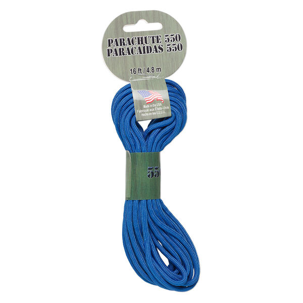 Cord, nylon parachute, cobalt, 4mm round, 550-pound test. Sold per 16-foot section. image number 0