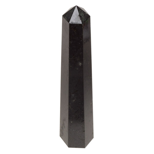 Black tourmaline 1pkg1, hand-cut undrilled 6-sided point tower gift natural 3.5x0.75 to 4x1 inch image number 0