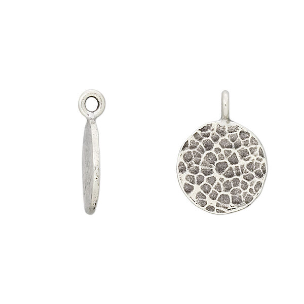 Drop, Hill Tribes, antiqued sterling silver, 13mm hammered round. Sold individually. image number 0