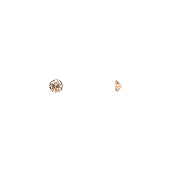 Gem, cubic zirconia, champagne, 3mm faceted round, Mohs hardness 8-1/2. Sold per pkg of 10. image number 0