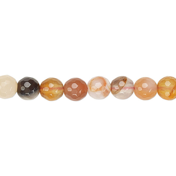 Red agate 1pkg1, faceted round bead 15 inch 6-7mm image number 0