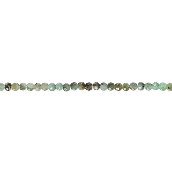 Emerald 1pkg1, hand-cut faceted round bead 12 inch 2mm image number 0