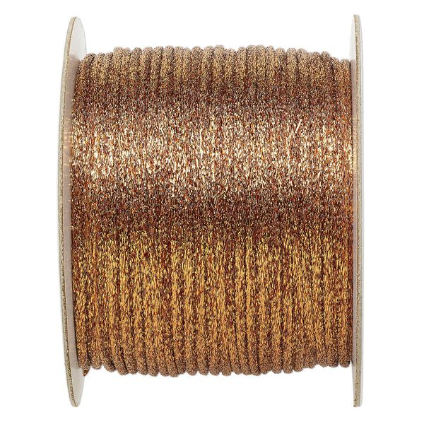 Cord, Satinique™, satin, metallic copper, 2mm. Sold per 432-foot spool. image number 0