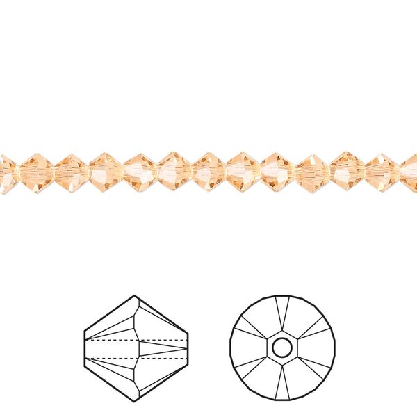 Bead 48pk light peach, Crystal Passions® 4mm bicone 5328 image number 0