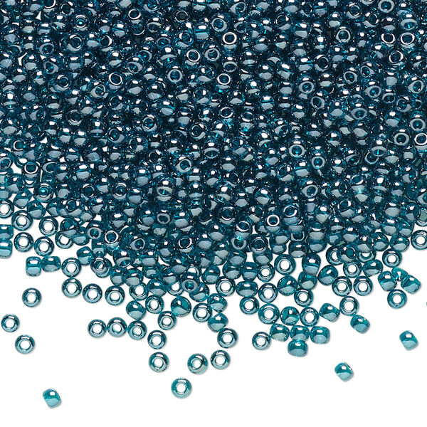 Seed bead, TOHO BEADS®, glass, pkg/7.5g, #11 round, translucent luster teal (TR-11-108BD). image number 0