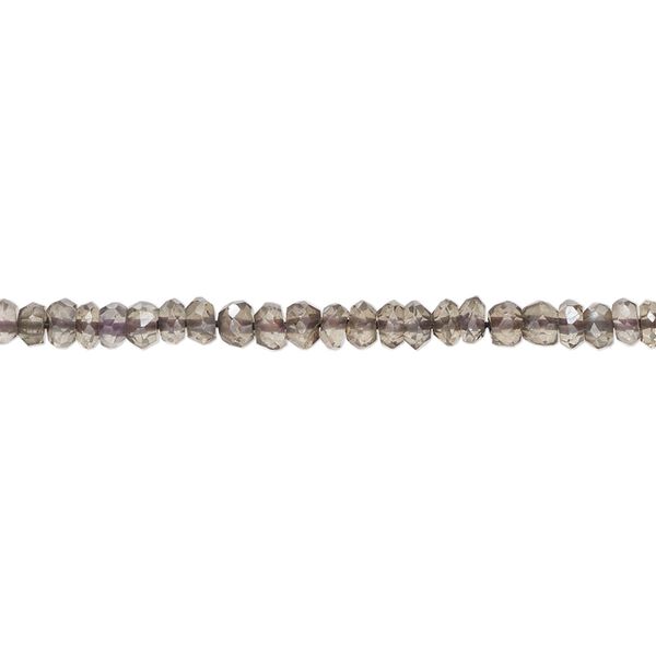 Smoky quartz 1pkg1, hand-cut faceted rondelle bead 8 inch 3x1mm-3x2mmm image number 0