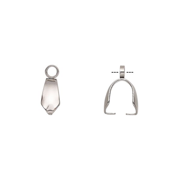 Bail, ice-pick, stainless steel, 9x5mm, 8mm grip length. Sold per pkg of 10. image number 0