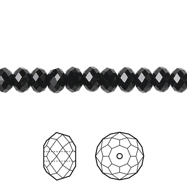 Bead 360pk jet, Swarovski® 6x4mm rondelle 5040 image number 0