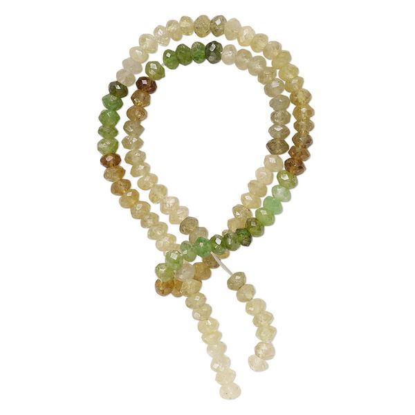 Grossularite garnet 1pkg1, hand-cut micro-faceted rondelle bead 14 inch 5x3mm-6x4mm image number 0