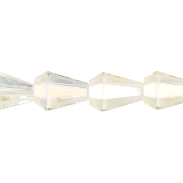 Bead, glass, crystal AB, 13x9mm faceted teardrop. Sold per 15-1/2 to 16-inch strand. image number 0