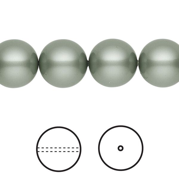 Pearl 100pk powder green, Swarovski® 12mm round 5810 image number 0