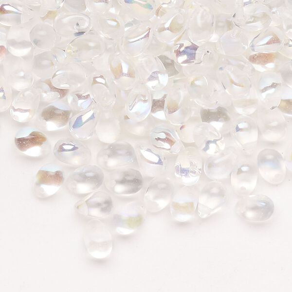 Bead glass 216pk 6x2mm teardrop, translucent clear AB image number 0
