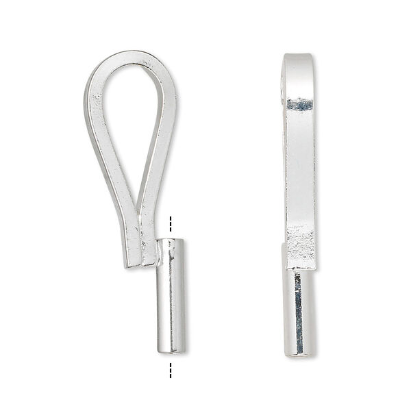 Brooch converter, vertical, silver-plated brass, 32x10mm. Sold individually. image number 0