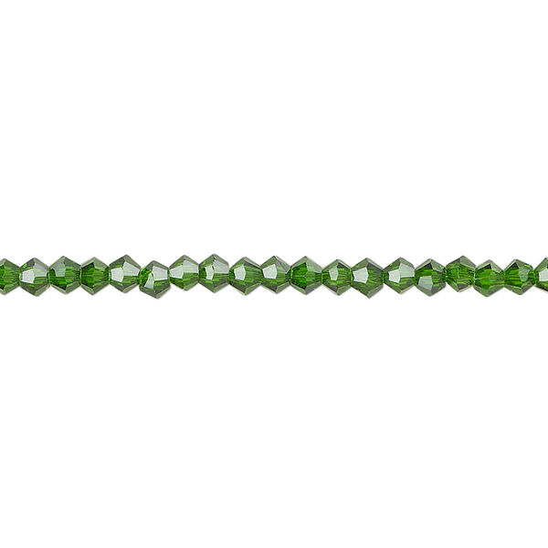 Bead 1pk 16 facets transparent emerald green, Celestial Crystal® 3mm bicone 15.5-16 inch image number 0