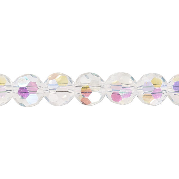 Bead 1pk 32 facets transparent clear AB, Celestial Crystal® 8mm round 15.5-16 inch image number 0