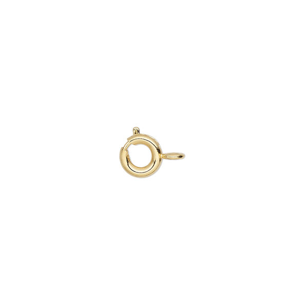 Clasp, springring, gold-plated brass, 6mm. Sold per pkg of 100. image number 0