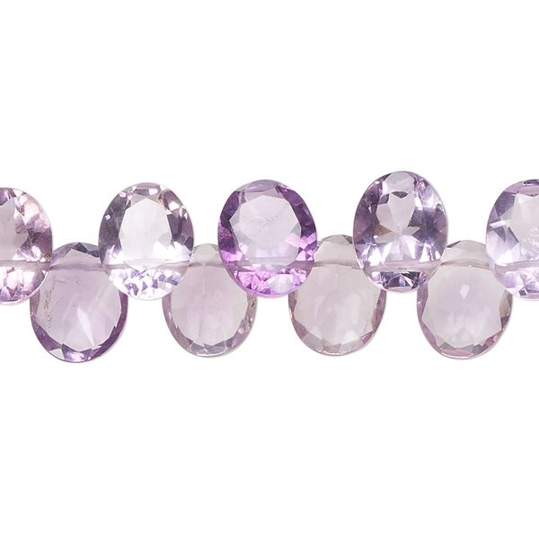 Amethyst 1pkg1, hand-cut top-drilled faceted puffed flat-sided oval bead natural 14 inch 10x7mm-11x8mm image number 0