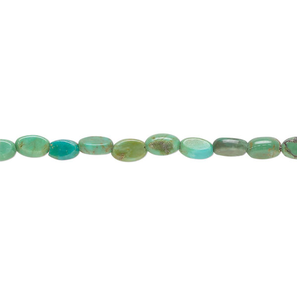 Bead, turquoise (dyed / stabilized), 4x3mm-6x4mm flat oval, C grade, Mohs hardness 5 to 6. Sold per 15" to 16" strand. image number 0