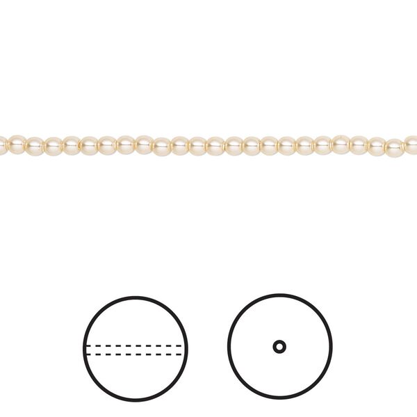 Pearl 1000pk light gold, Swarovski® 2mm round 5810 image number 0