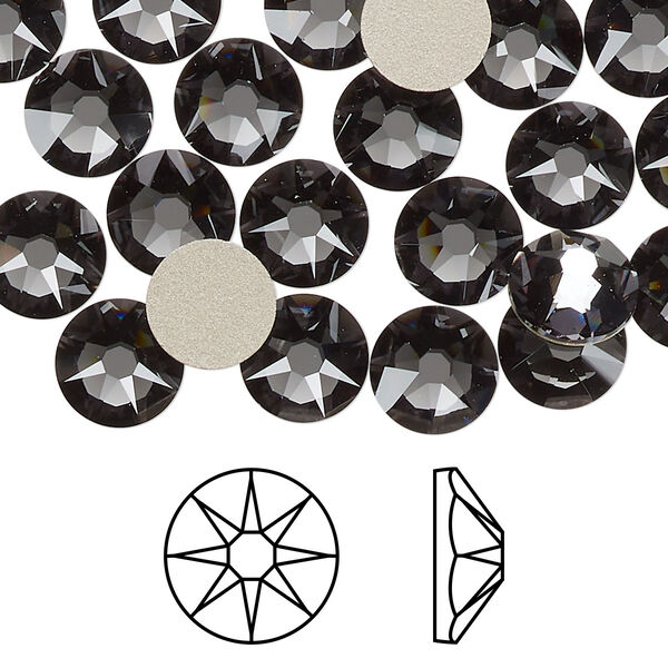 Flat back 144pk graphite foil back, Swarovski® 8.412-8.672mm rose round SS40 2088 image number 0