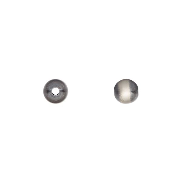 Bead, Navajo pearl style, brushed oxidized sterling silver, 6mm round. Sold per pkg of 2. image number 0