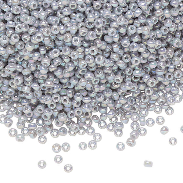 Seed bead, Miyuki, glass, pkg/250g, #11 rocaille, opaque rainbow ghost grey, (RR-489). image number 0