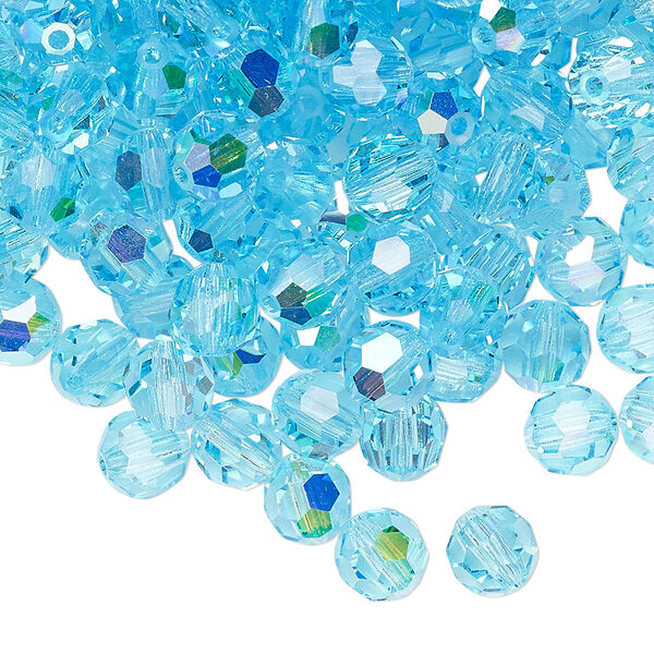 Bead 144pk aqua bohemica AB, Preciosa Czech crystal 6mm round image number 0