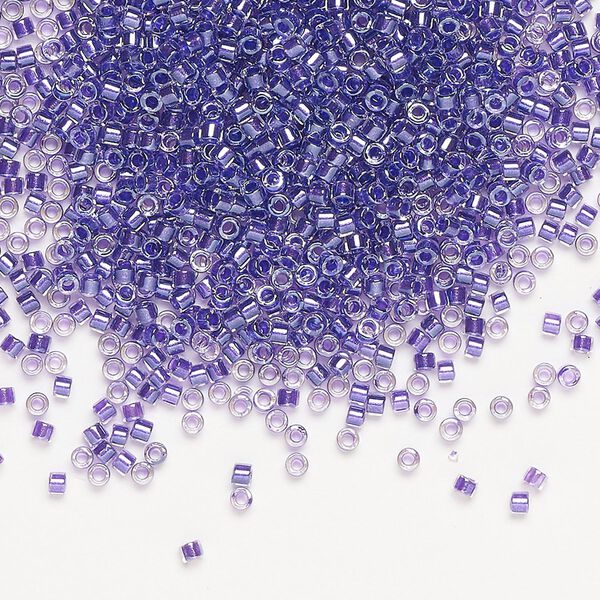 Seed bead, Delica®, glass, pkg/50g, #11 round, translucent purple-lined luster crystal clear (DB-0906). image number 0