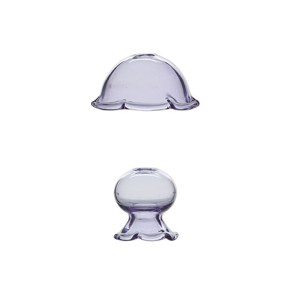 Focal, glass, purple, 34x19mm and 23x21mm jellyfish, handmade. Sold per 2-piece set. image number 0