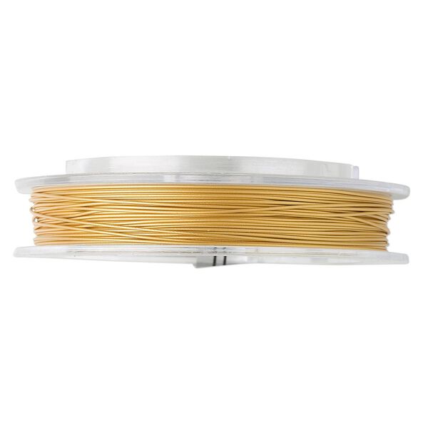Beading wire, Tigertail™, nylon-coated stainless steel, gold, 7 strand, 0.026-inch diameter. Sold per 30-foot spool. image number 0
