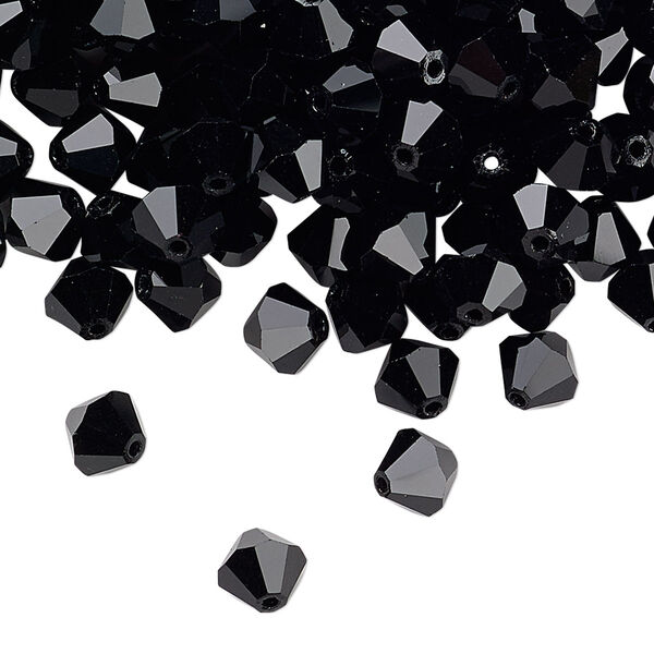 Bead 144pk jet, Preciosa Czech crystal 6mm bicone image number 0