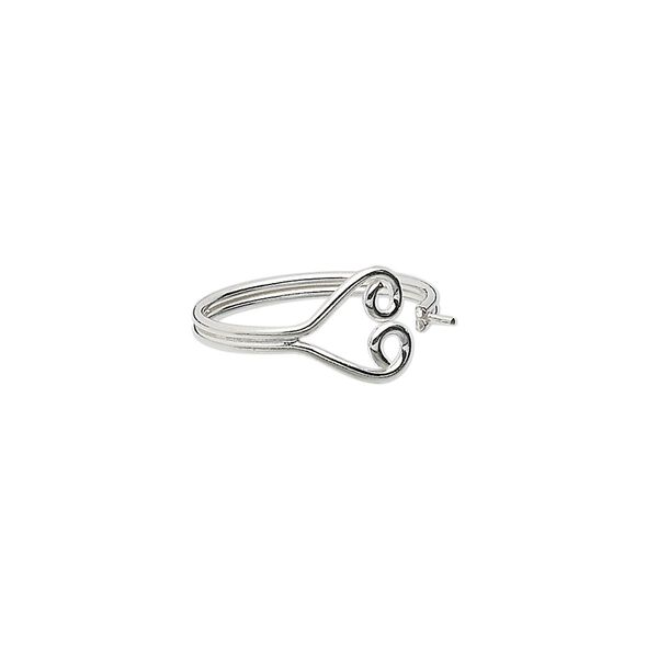 Ring, sterling silver, heart with peg, adjustable from size 4 to 6. Sold individually. image number 0