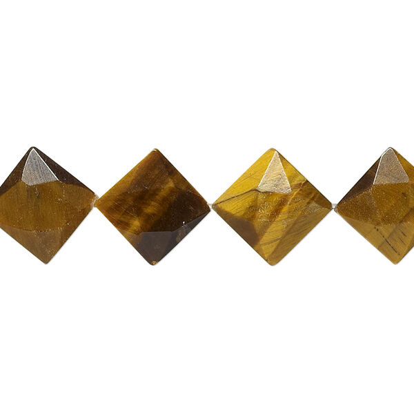 Tigereye 1pkg1, faceted flat diamond bead natural 15.5-16 inch 11mm image number 0