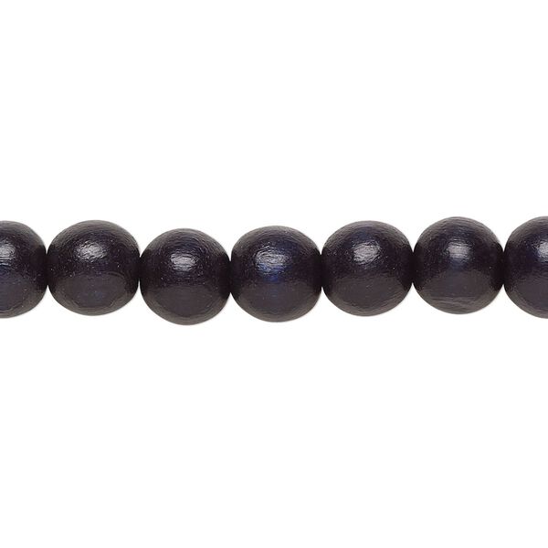 Bead, Taiwanese cheesewood (dyed / waxed), black, 7-8mm round. Sold per pkg of (2) 15-1/2" to 16" strands. image number 0