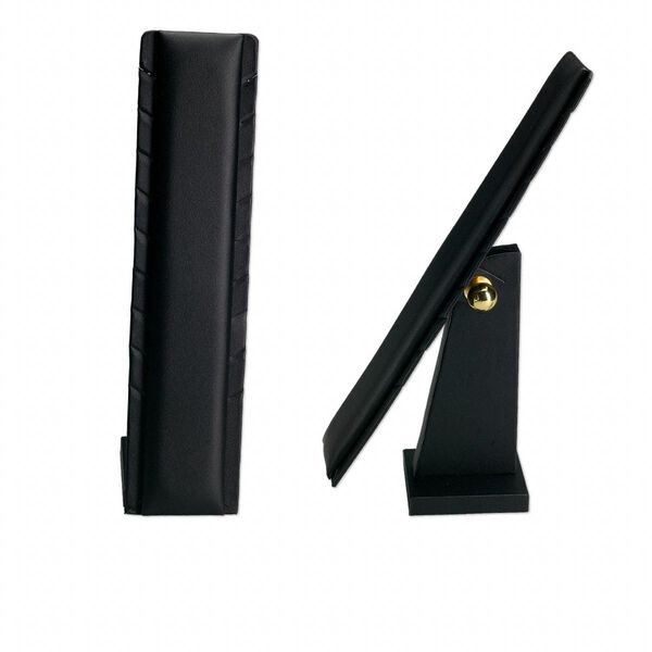 Display, necklace, leatherette, black, 8 x 2-3/4 x 3-1/2 to 11-3/4 x 2-3/4 x 12 inches. Sold individually. image number 0