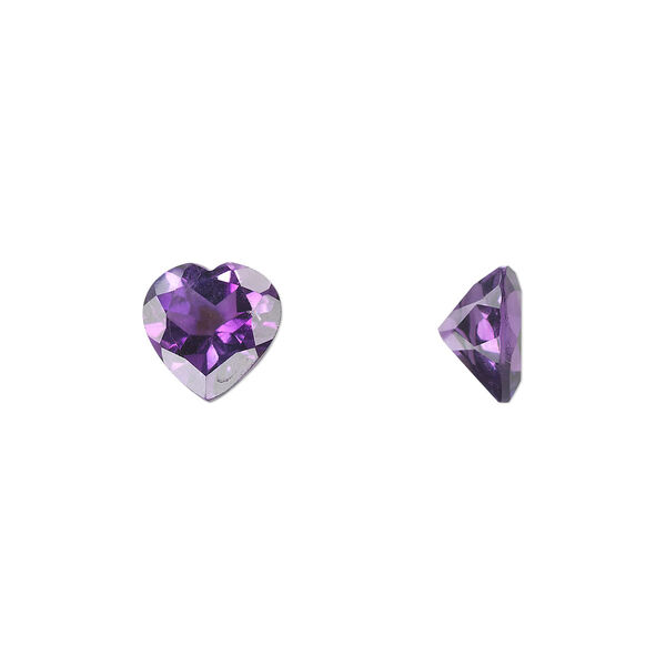 Amethyst 1pkg1, hand-cut faceted heart gem natural A grade, 9mm image number 0
