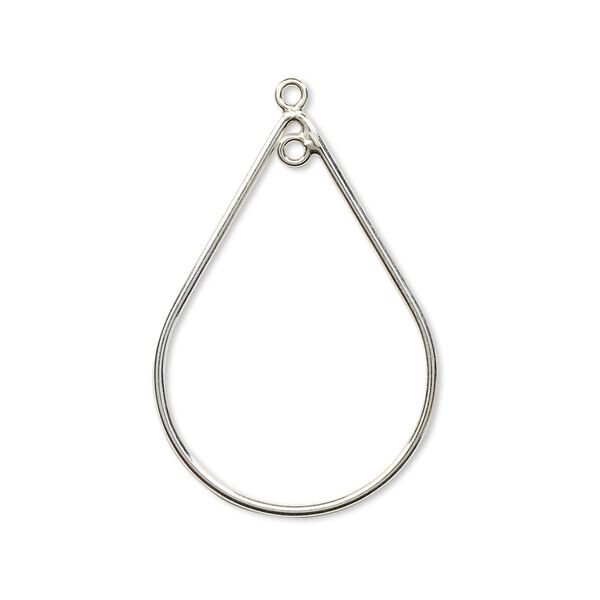 Focal, sterling silver, 30x20mm teardrop with loop. Sold individually. image number 0